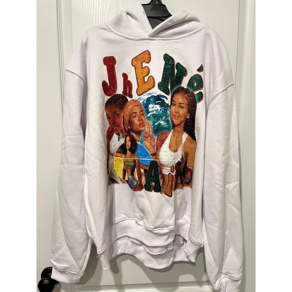Jhene Aiko Graphic Hoodie White Brand X Size L Streetwear R&B Artist NWOT